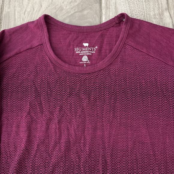 Segments 100% Merino Wool Patterned Long Sleeve Sz S Pink Basic Base Layer - Picture 3 of 7